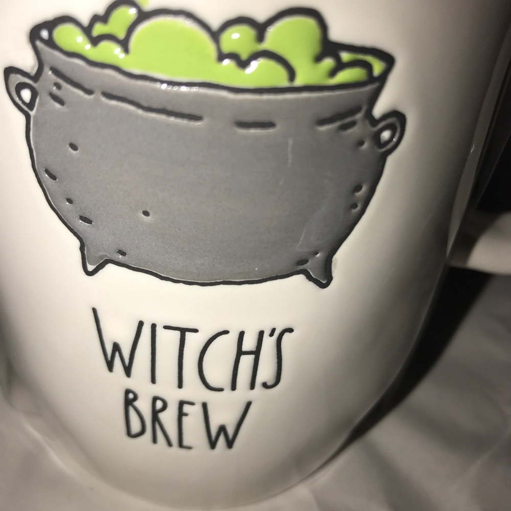 Rae dunn Halloween mug with wood top witch’s brew new